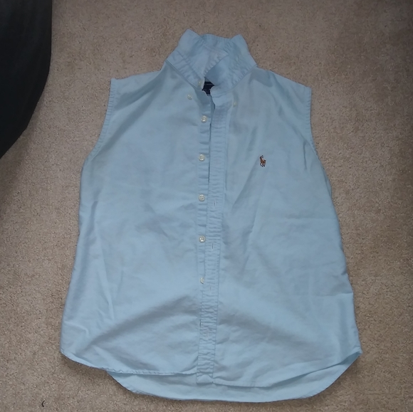 Blue Polo Sleeveless button down - Picture 2 of 4